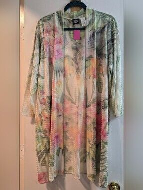 126 Lightweight Floral Open-Front Cardigan - Pastel Multi